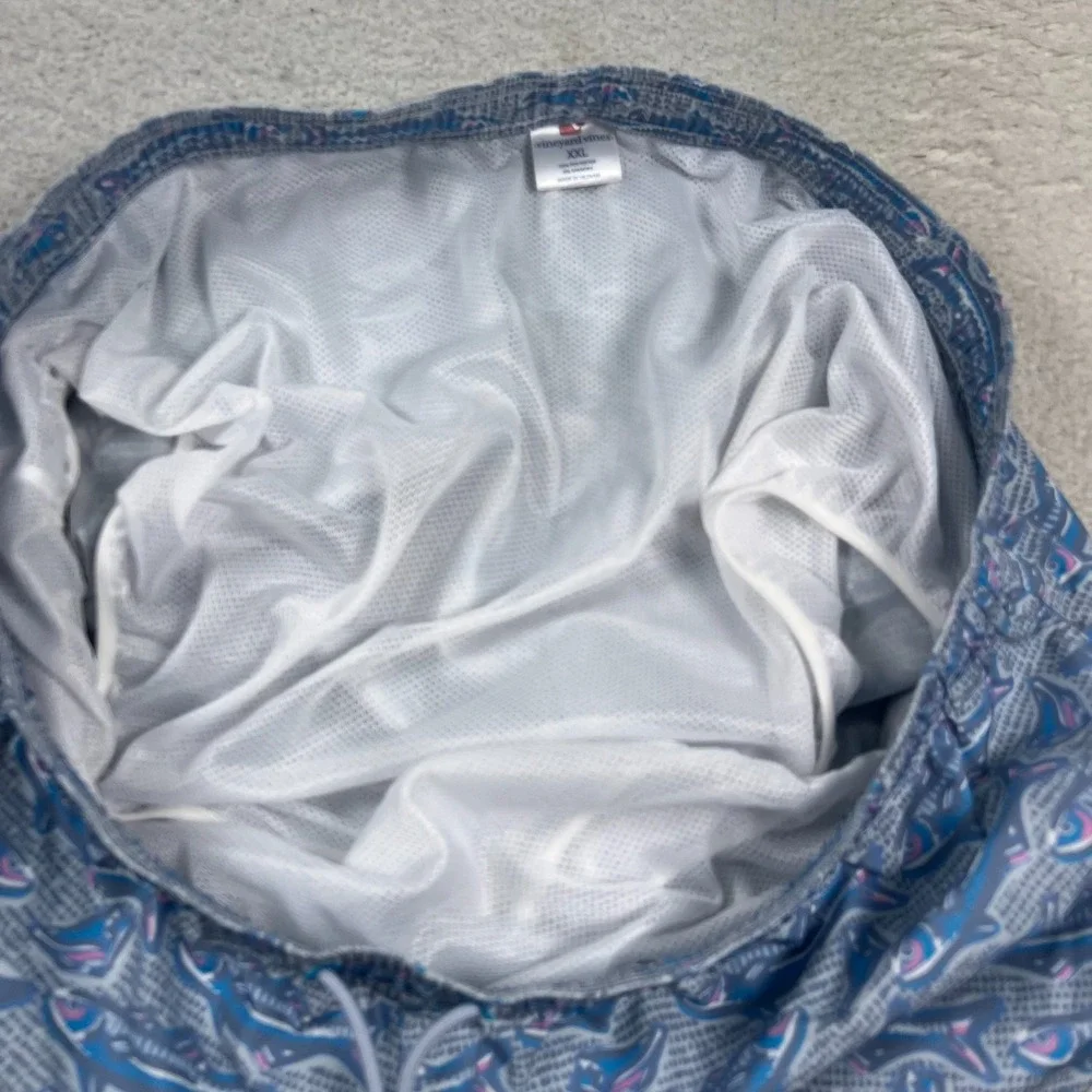 Vineyard Vines Shorts Men 2XL Chappy Swim Trunks Fish AOP Drawstring Lined‎ Blue